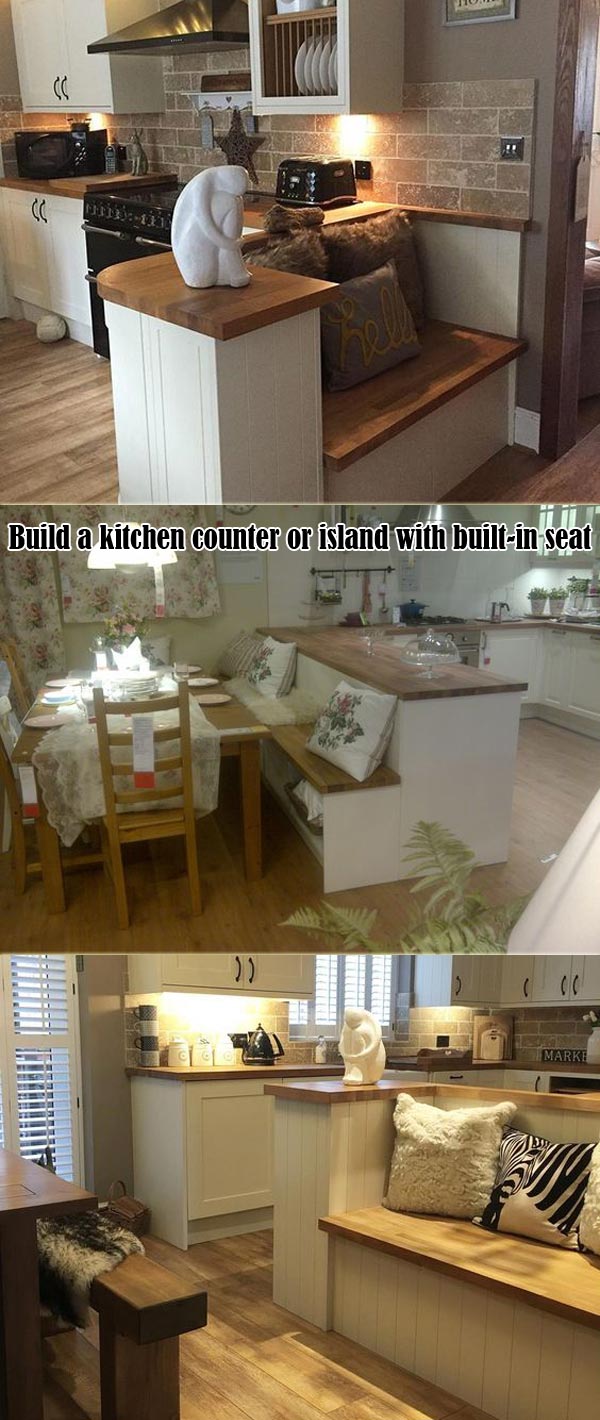 kitchen counter or island with built-in seat