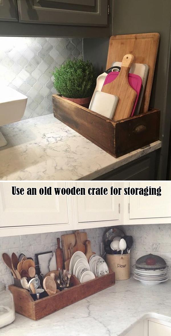 old wooden crate to storage cutting boards
