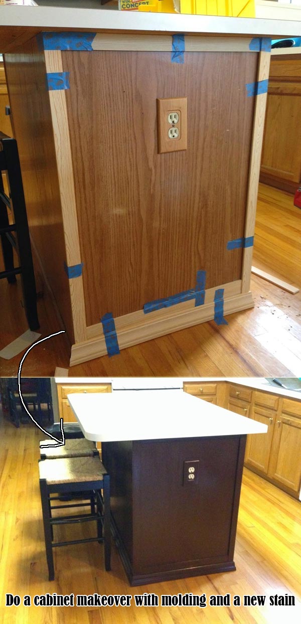 Do a cabinet makeover with molding