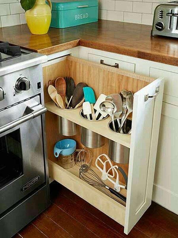 Top 26 Awesome Ideas to Use Narrow or Dead Space in Kitchen Hack Narrow Kitchen Space 12