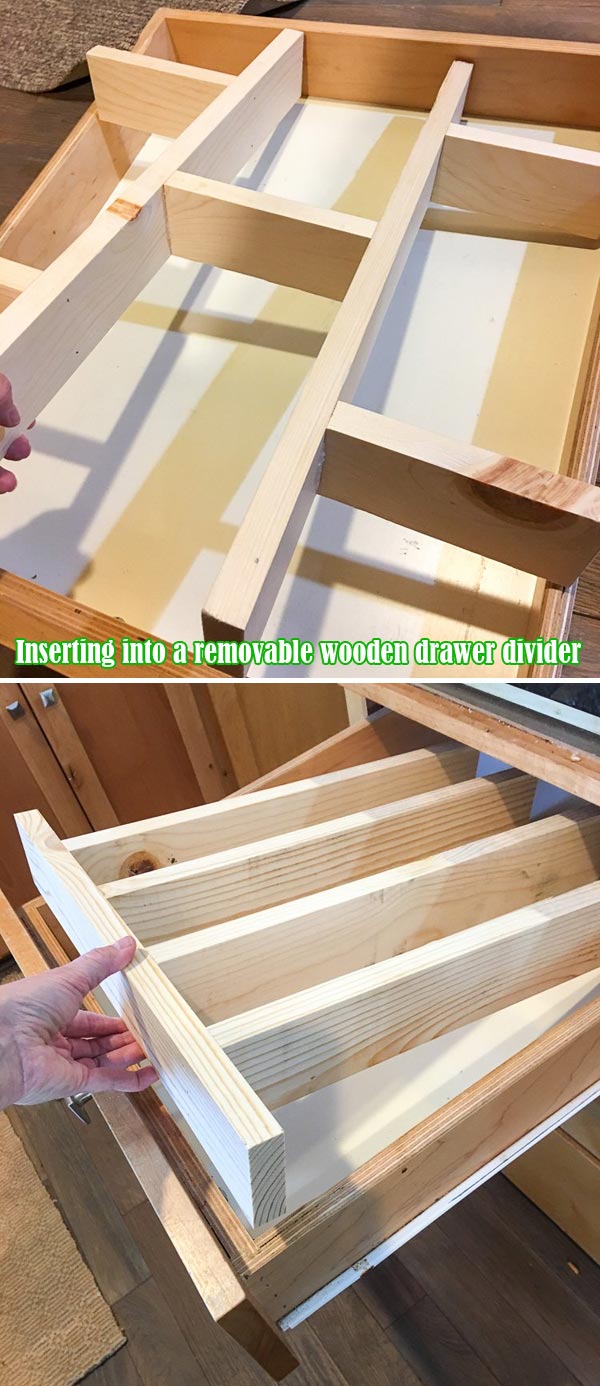 inserting into a removable wooden drawer divider