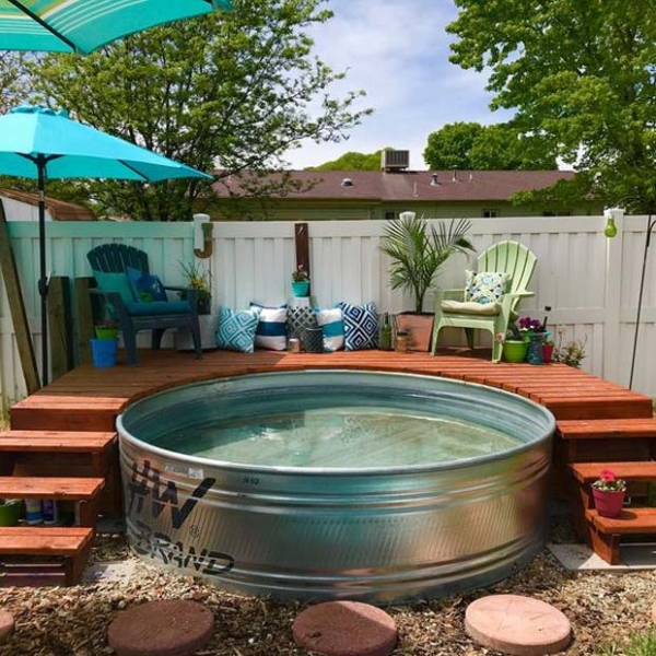 Galvanized Stock Tank Turned Into Backyard Private Pool - Proud Home Decor