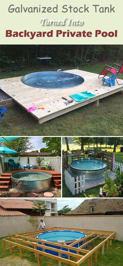 Swimming is a fantastic approach to win against the summertime oestrus Galvanized Stock Tank Turned Into Backyard Private Pool