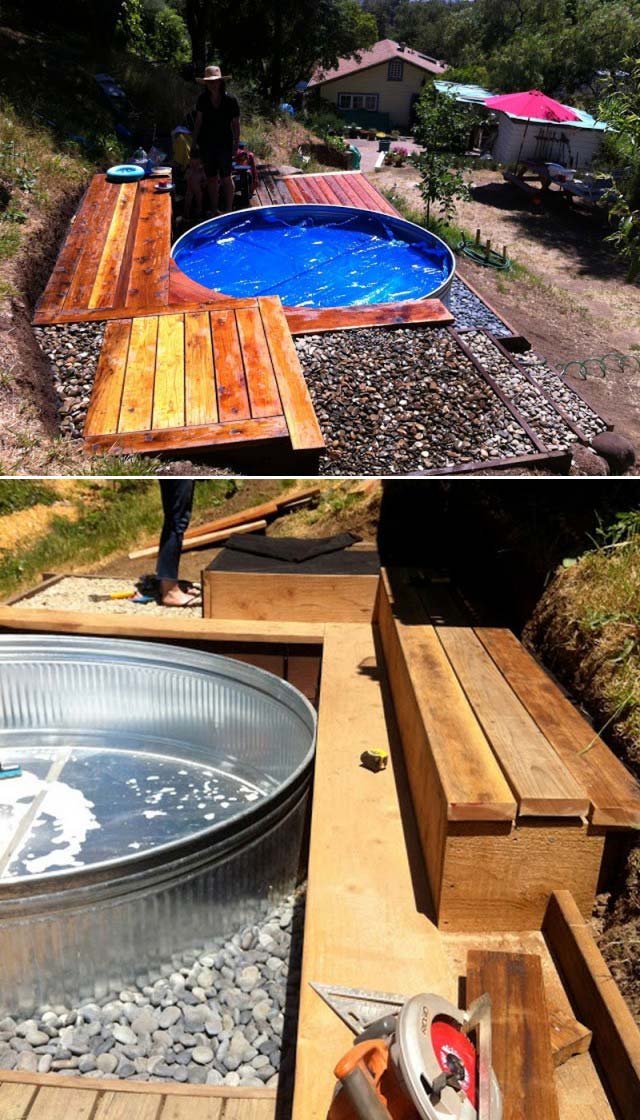 Swimming is a fantastic approach to win against the summertime oestrus Galvanized Stock Tank Turned Into Backyard Private Pool