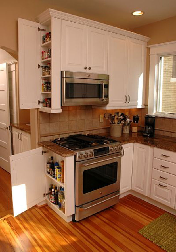 Use Narrow Or Dead Space In Kitchen, Shallow Kitchen Cabinets