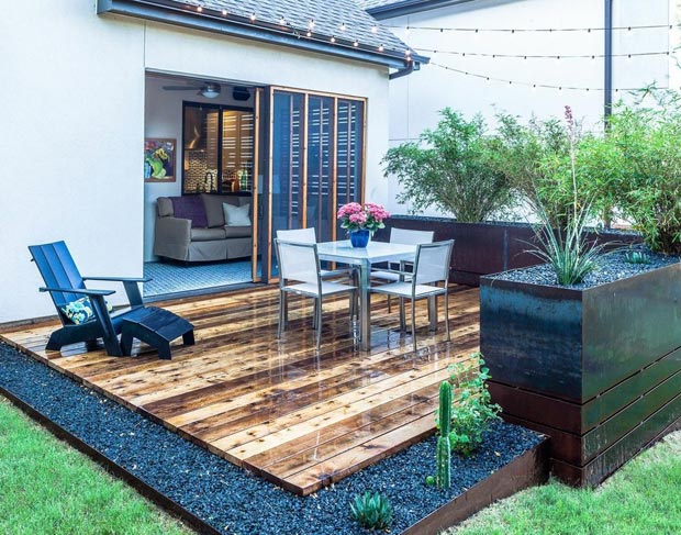 The presence of forest inwards an outdoor infinite gives it a warm in addition to cozy hold off Create a Landscape alongside Wooden Tiles in addition to Gravel
