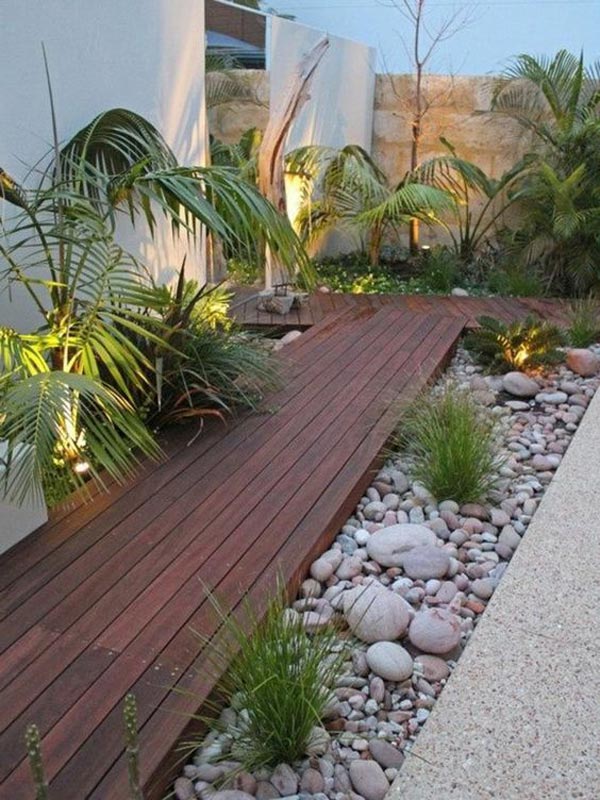 The presence of forest inwards an outdoor infinite gives it a warm in addition to cozy hold off Create a Landscape alongside Wooden Tiles in addition to Gravel